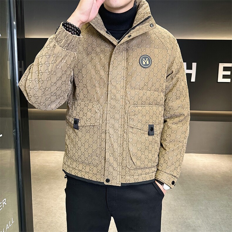 贴标花纹立领皮羽绒服男休闲保暖上衣外套A329-YR9873-P185,男装羽绒服,电商A329