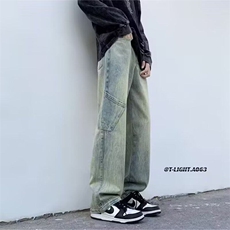 网图现货s高街hiphop重工艺水洗直筒工装牛仔裤R057-P55，男装牛仔裤，星座1005-4