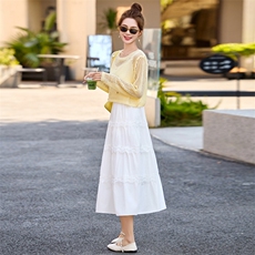 白色吊带连衣裙2025春夏新款韩系独特漂亮超火减龄黄色度假套装裙，女装套装/套裙，意芙