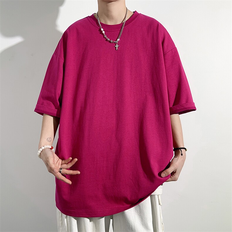 港风冰感短袖T恤宽松百搭纯色光板圆领短袖TC3161-P13，男装T恤，星座717