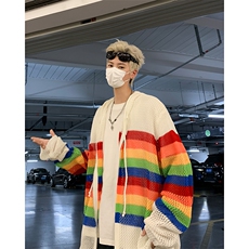 开衫毛衣男士韩版潮高街拼色镂空宽松2024秋冬ins针织衫MZ433-P51，男装针织衫/毛衣，星座412-2