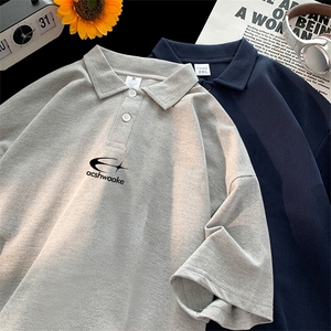 可设48小时支持抖音得物来样二开 网眼透气翻领t恤美式短袖POLO衫图片