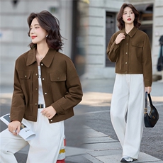 现货秒发2025秋冬新款韩版时尚学院风休闲宽松外套百搭女短外套，女装短外套，铭街依杨