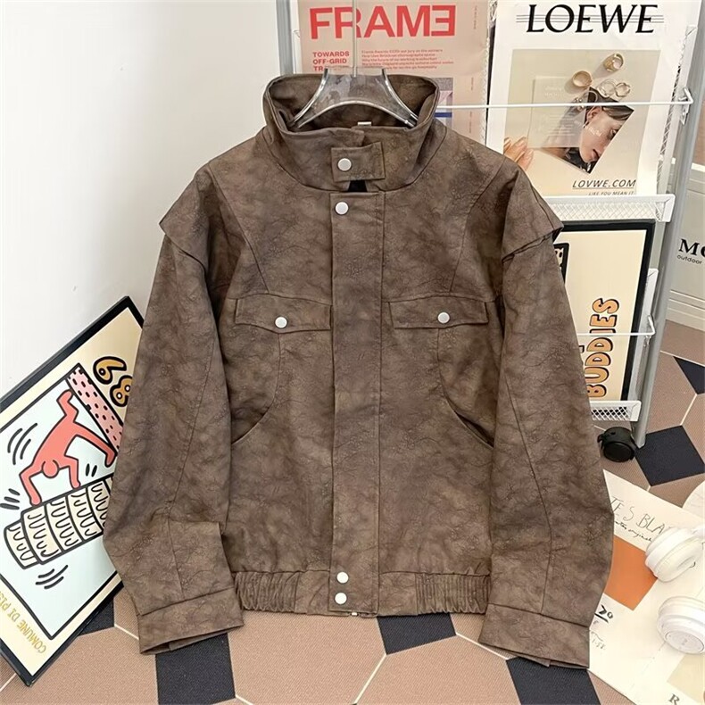 2025年ins原宿新款文艺扎染皮衣气质流行简约潮流时尚-HY216，男装皮衣，星座601-1