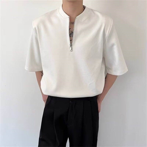 半拉链短袖t恤男夏季美式潮牌设计感小众宽松半袖体恤LT50411-P33图片