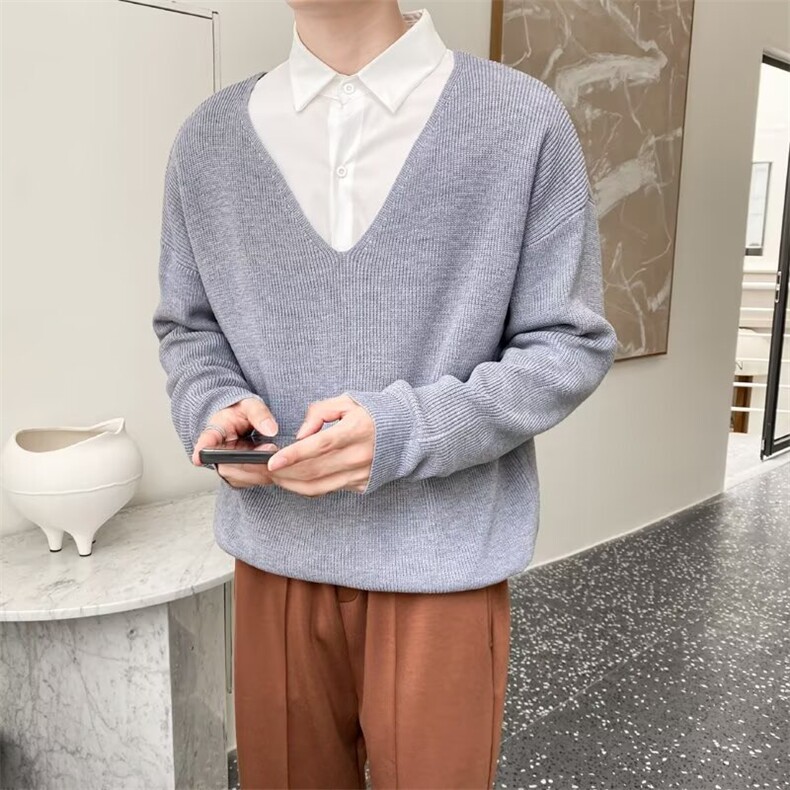 2025年新款休闲学院风假俩件长袖针织衫男女新款绣花毛衣，男装针织衫/毛衣，星座506A