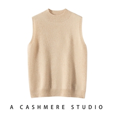 2025年秋季半高圆领时尚百搭通勤简约休闲无袖，女装羊绒衫，轻暖羊绒