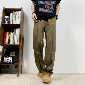 美式高街 hiphop冰丝铆钉纽扣冰凉情侣百搭裤K611p55图片