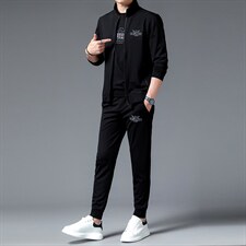 中老年夹克立领套装男春秋季休闲爸爸秋装中年男士运动服两件套，男装休闲套装，电商B212（原钱塘6029）