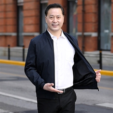 男士2023年春季新款长袖薄款中年爸爸装商务休闲拉链夹克棒球潮流，男装夹克，电商B212（原钱塘6029）