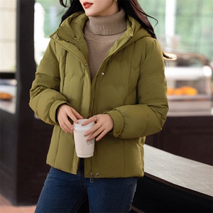 连帽短款羽绒服女冬季2024新款中年妈妈小个子加厚保暖白鸭绒外套图片