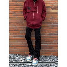高街vibe长飘带微喇叭牛仔裤男直筒修身显瘦拖地微喇长裤KH808，男装牛仔裤，星座1116A（原606A-3）