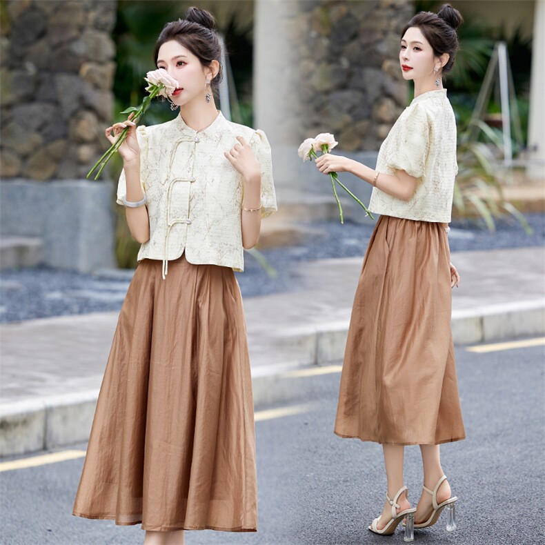 2024年夏季新款新中式时尚气质两件套套裙，女装套装/套裙，来米儿