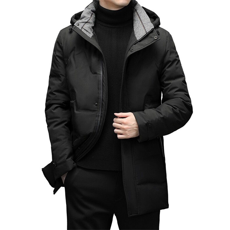 21冬季新款羽绒服男中长款潮流休闲厚款男士纯色外套ZG2935-P300图片