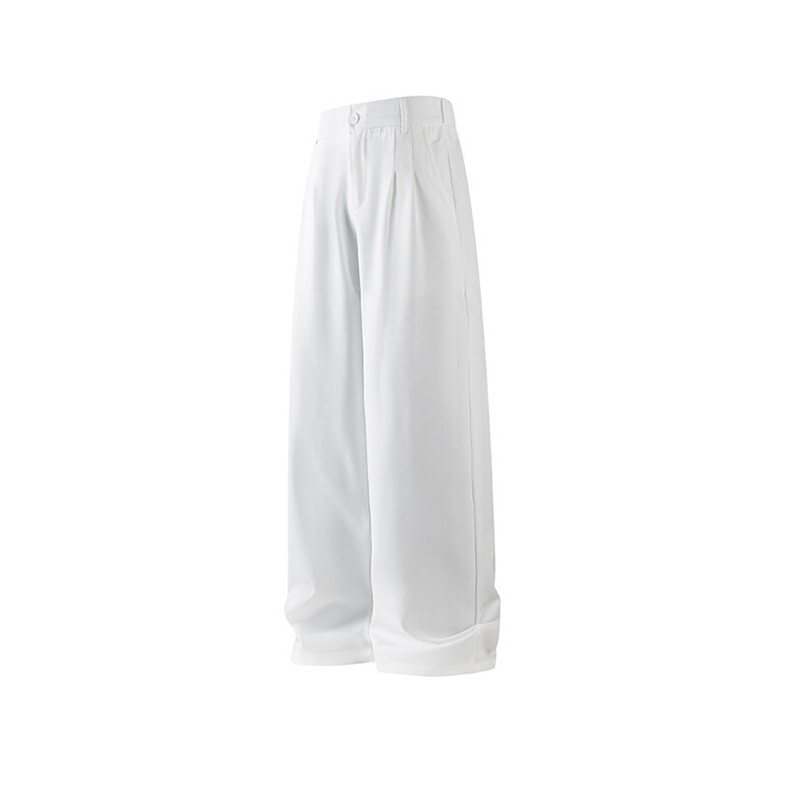 白底平铺立体直筒垂感休闲裤男款裤子阔腿宽松西裤拖地裤KZ028P55，男装西裤，电商B312