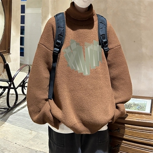 高质量！秋冬季高领毛衣男士加绒加厚翻领针织衫男毛衣FL57-P45图片