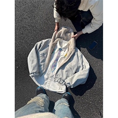 美式正肩白色衬衫男款春秋季长袖手绘领带衬衣内搭日系学院风外套，男装衬衫，星座506A