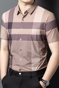 R-GS59975夏季新款男士格子短袖衬衣百搭衬衫商务男装图片