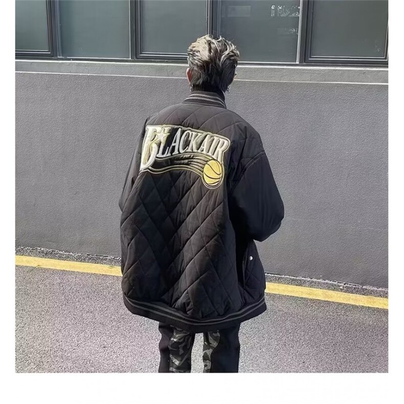 网络图现货 美式复古潮牌男新款菱形格棒球服棉衣JM8050-P75图片