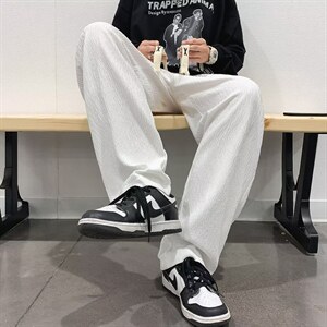 男秋季新款港风休闲裤X绳树皮皱长裤 JQ99P32图片