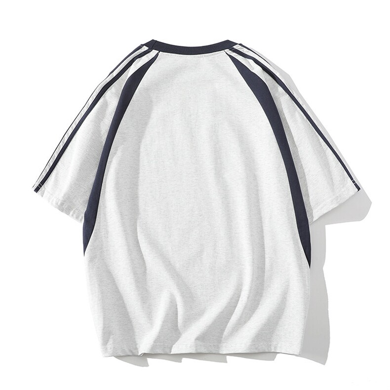 得物支持二开280g夏季纯棉情侣半袖拼接短袖T恤男女DT002-P30,男装T恤,电商A441