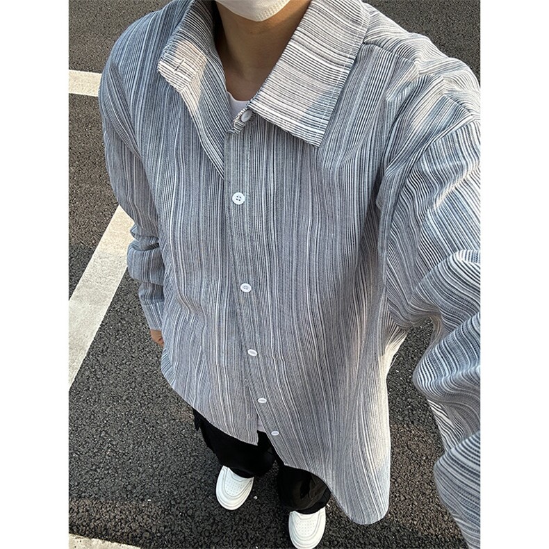 2026春夏新款提花条纹长袖衬衫高品质条纹衬衫复古外套 CS252-P40图片