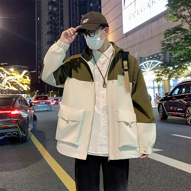2026新款秋季外套男潮牌连帽拼接工装夹克A436-2316-P80,男装夹克,电商A436