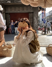 2025秋冬复古绒刺绣叠穿马甲外套，女装针织衫/毛衣，湘姗