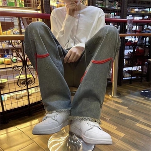 欧美hiphop裤子高街ins潮牌美式复古破洞牛仔裤男N8062P42图片