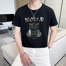 轻奢风短袖T恤男社会小伙重工亮片高端丝光冰丝体恤DXA921-P45，男装T恤，星座1207-1
