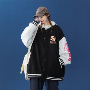 中性风 2023秋季新品港风潮牌印花设计感棒球服夹克G93--p65控88图片