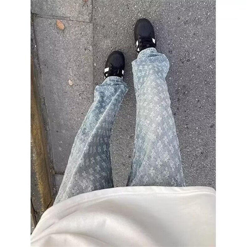 美式渐变提花满印牛仔裤男女潮流直筒裤子TNZ63,男装牛仔裤,星座208-5