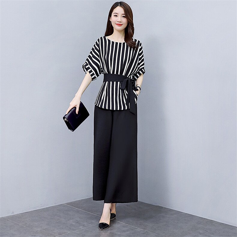 套装/套裙2022年夏季圆领时尚百搭气质优雅印花收腰显瘦套装，女装套装/套裙，时尚俏佳人