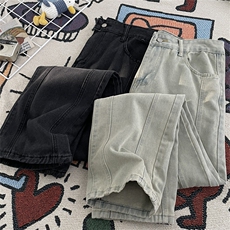 美式复古vibe裤子高街潮牌水洗黄泥染牛仔裤男N01503-P45，男装牛仔裤，星座308B-1