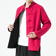 22973^新中式盘扣唐装民族风改良汉服男士外套中山装风居士服，男装夹克，钱塘777(原3023)