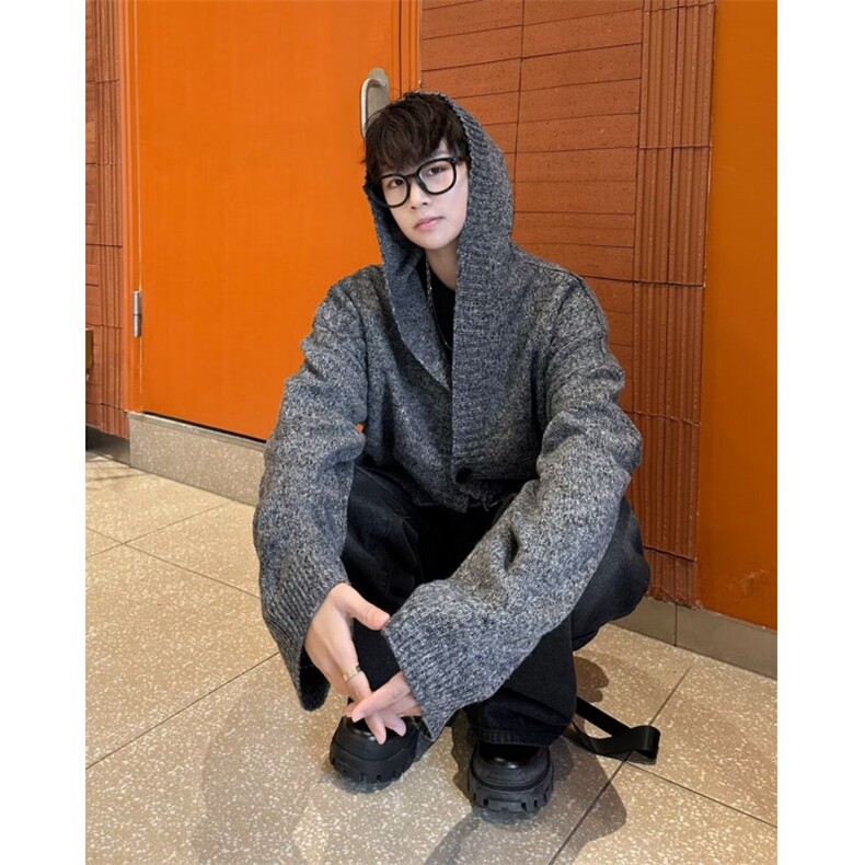 开衫毛衣男秋冬季美式潮牌宽松慵懒风情侣连帽针织外套6612P50,男装针织衫/毛衣,星座410-2