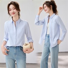 2026春夏新款白色衬衫女宽松显瘦通勤百搭衬衣韩系简约温柔气质，女装衬衫，艾米