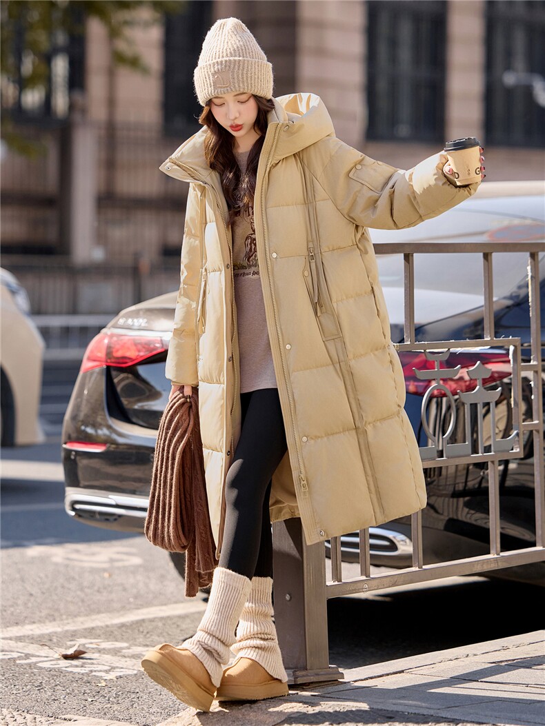 2025时尚简约加厚保暖休闲长款羽绒服,女装羽绒服,深水步