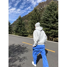 美式字母蓝色卫裤男女网红洋气宽松显瘦直筒阔腿休闲裤，男装休闲裤，四季星座505