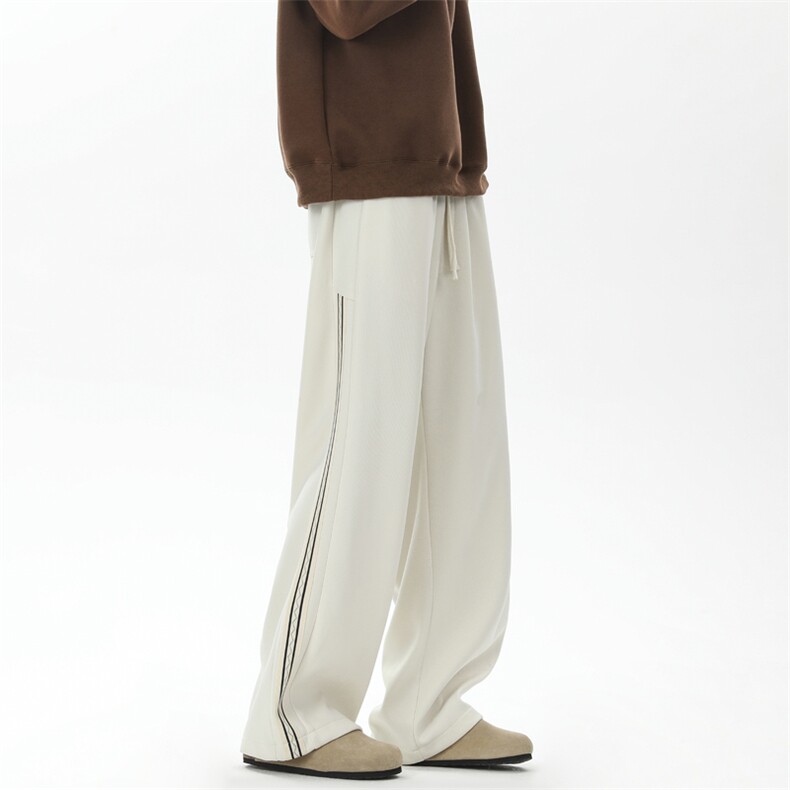 织带拼接休闲裤男款春秋宽松直筒卫裤美式垂感阔腿长裤K7902-P35,男装休闲裤,星座505-3