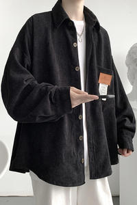 秋冬 港风宽松长袖衬衫日系复古灯芯绒夹克外套中性风潮 H215/P50图片