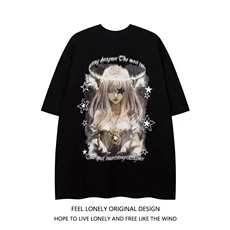 网图有货美式高街嘻哈美少女印花短袖T恤男女情侣上衣A549-P25，男装T恤，星座1505