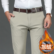 秋冬男士加绒加厚休闲裤纯色弹力西裤保暖直筒裤518有现货外贸，男装休闲裤，星座224-3