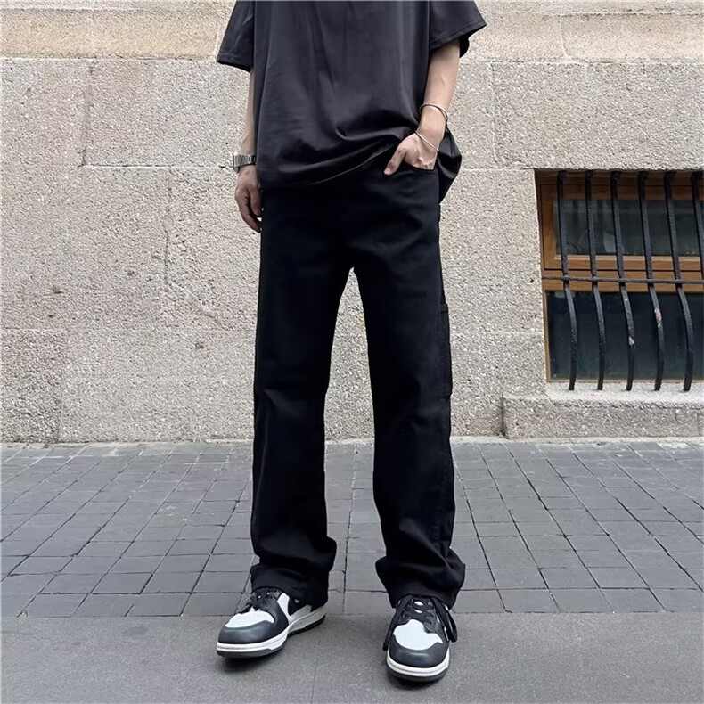 美式vibe裤子高街水洗牛仔裤男设计感小众拉链裤T1639P43,男装牛仔裤,星座1116-2