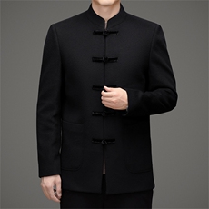 秋冬羊毛唐装羽绒服男士短款保暖时尚盘扣立领羊毛上衣加厚毛呢，男装羽绒服，钱塘6003（原4033）