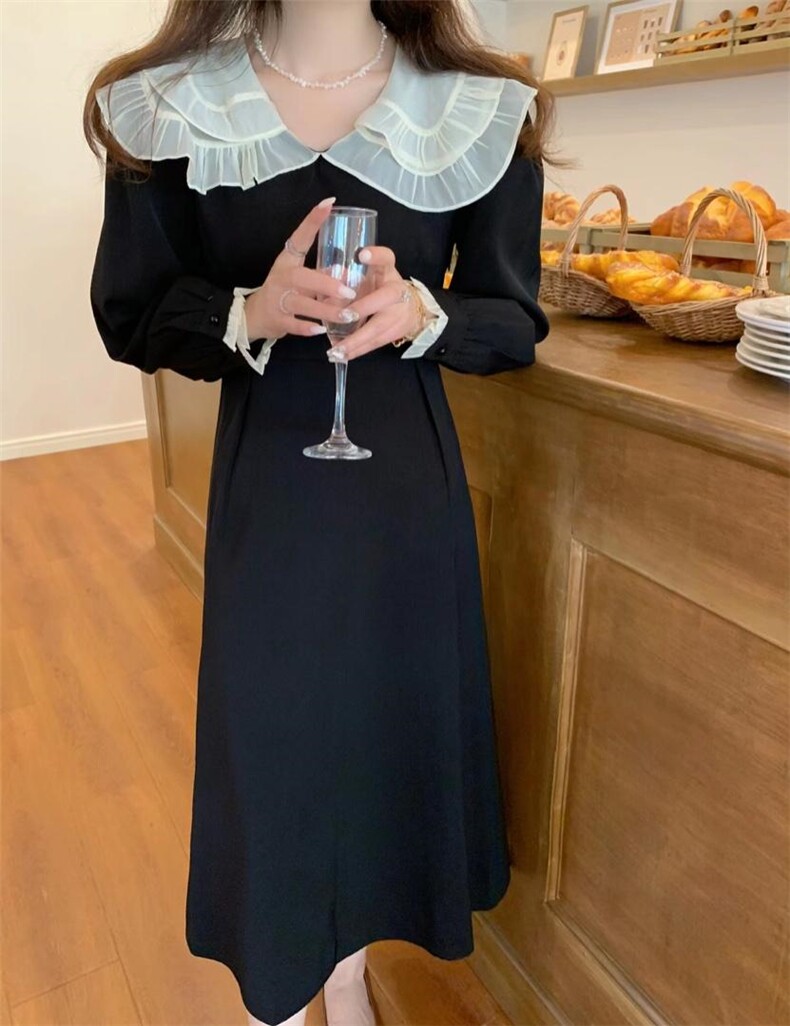 〈现货〉春季新款娃娃领连衣裙，女装连衣裙，MAN YU 蔓羽