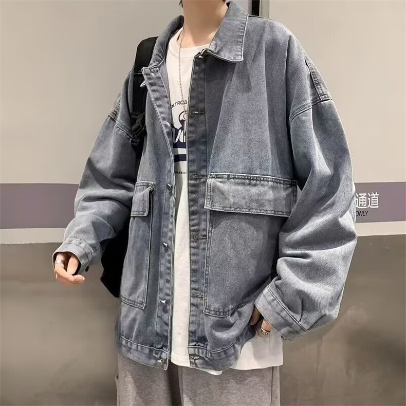 ins潮牌工装牛仔夹克男春秋季宽松潮流上衣情侣百搭外套W922-p55,男装夹克,星座1008