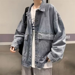 ins潮牌工装牛仔夹克男春秋季宽松潮流上衣情侣百搭外套W922-p55