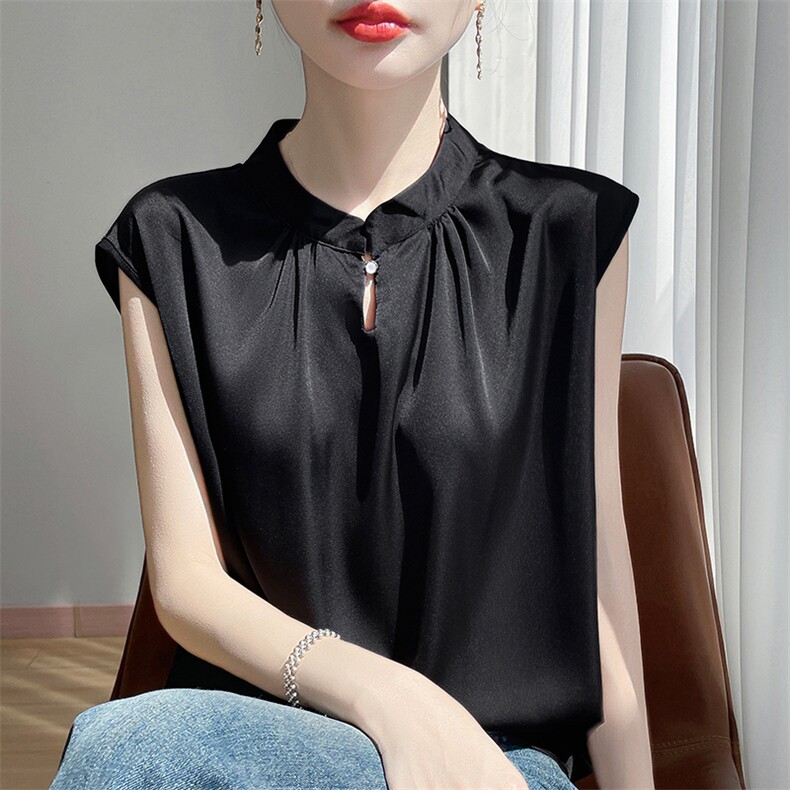气质吊带背心女内搭2025夏季仿真丝小衫西装打底女士无袖外穿上衣,女装背心吊带,暖习羊绒