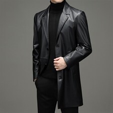 DLSN21023新款2021皮衣男头层牛皮中长款翻领皮风衣P1290,男装皮衣,电商B360